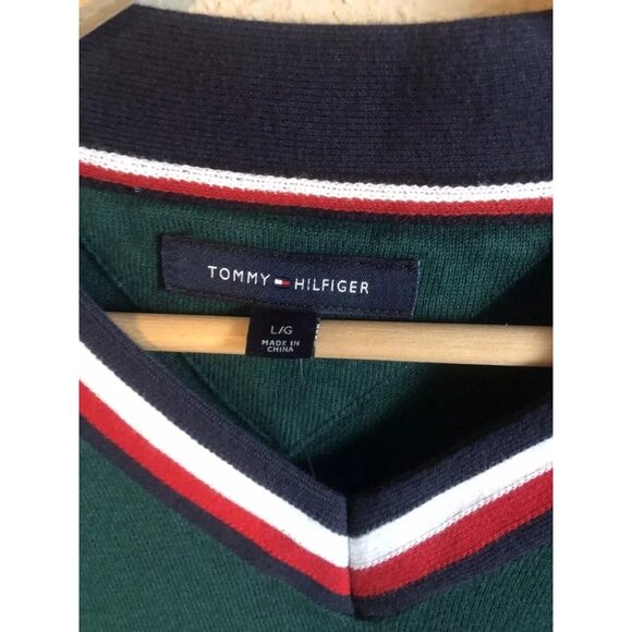 Tommy Hilfiger Logo Sweatshirt Men size L color green good condition Men - Picture 3 of 6
